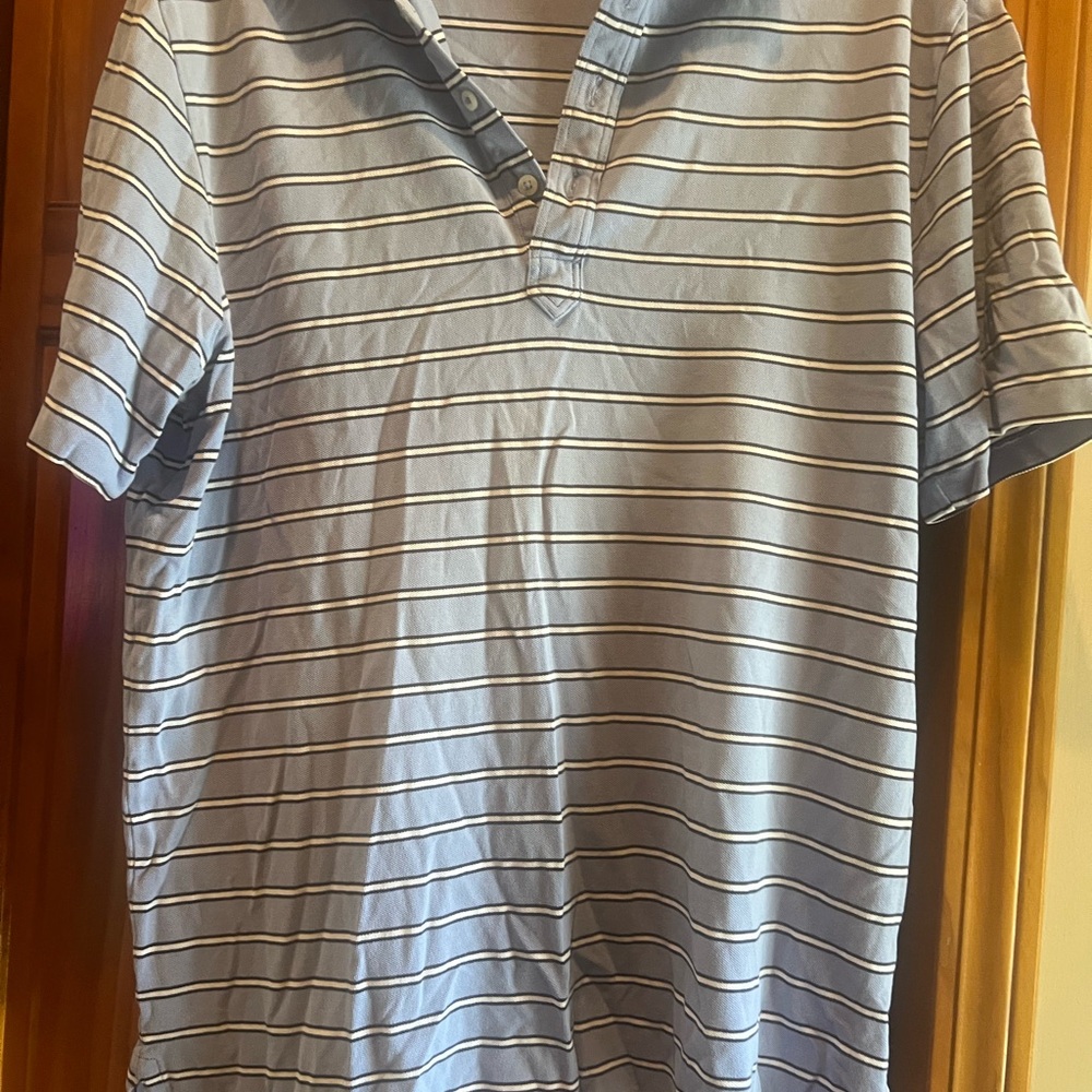 Ralph Lauren Blue Polo Golf Shirt with Classic Stripes